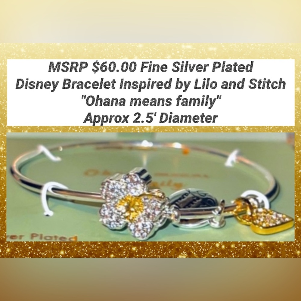Disney Bracelet Lilo & Stitch Inspired Ohana Means Family 2.5” Diameter MSRP $60